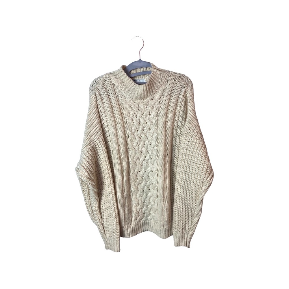 Forever21 Unisex Cream Cable Knit Pullover Sweater Size Medium